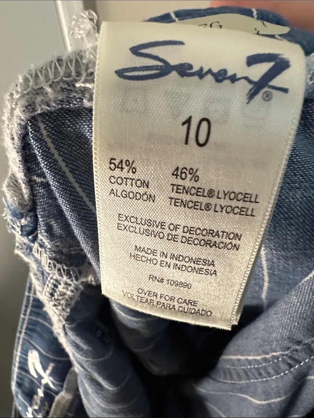 Seven Jeans Blue Pinstripe Wide-Leg Pants - Picture 9 of 10
